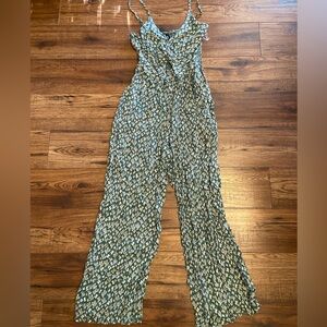 Angie cactus print smocked jumpsuit with peekaboo cutout spaghetti strap Large
